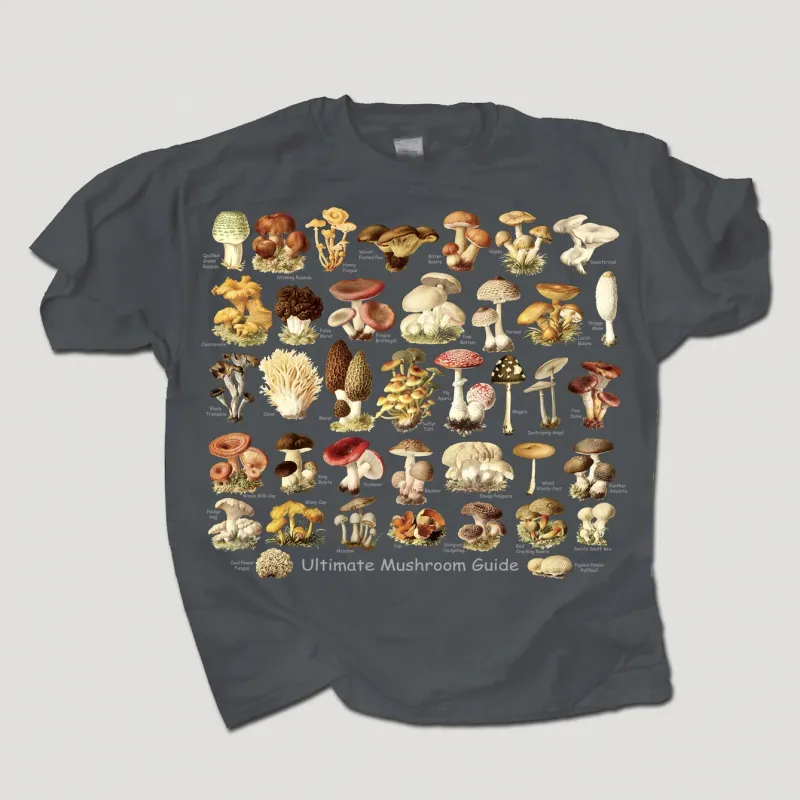 Ultimate Mushroom Guide Cotton T-Shirt sold by Sunbeam