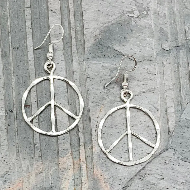 Peace Sign Silver Plated Earrings made by Sunbeam