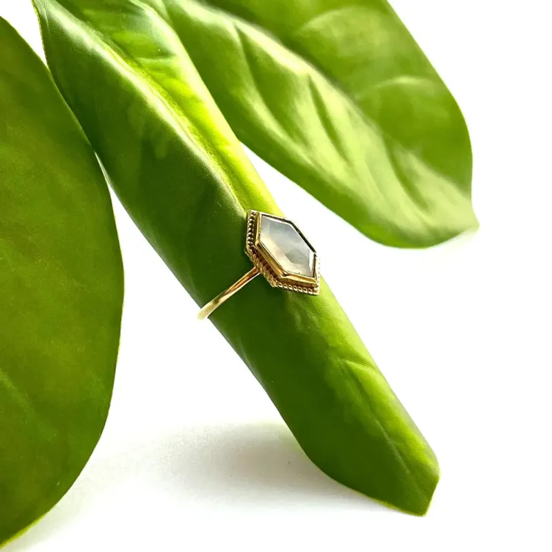 Baizaar Brass Moonstone Solitaire Ring made by Sunbeam