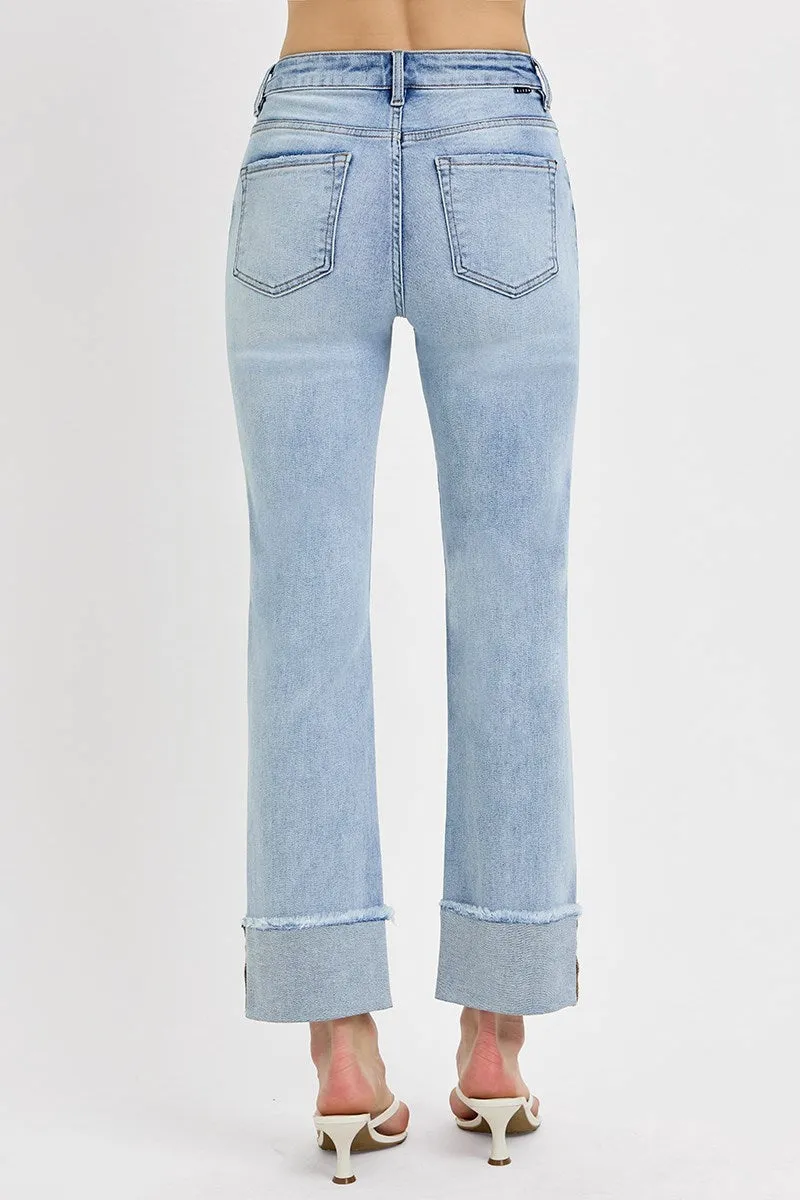High Rise Straight Cuffed Relaxed Jeans - Light sold by Sunbeam product image thumbnail 4