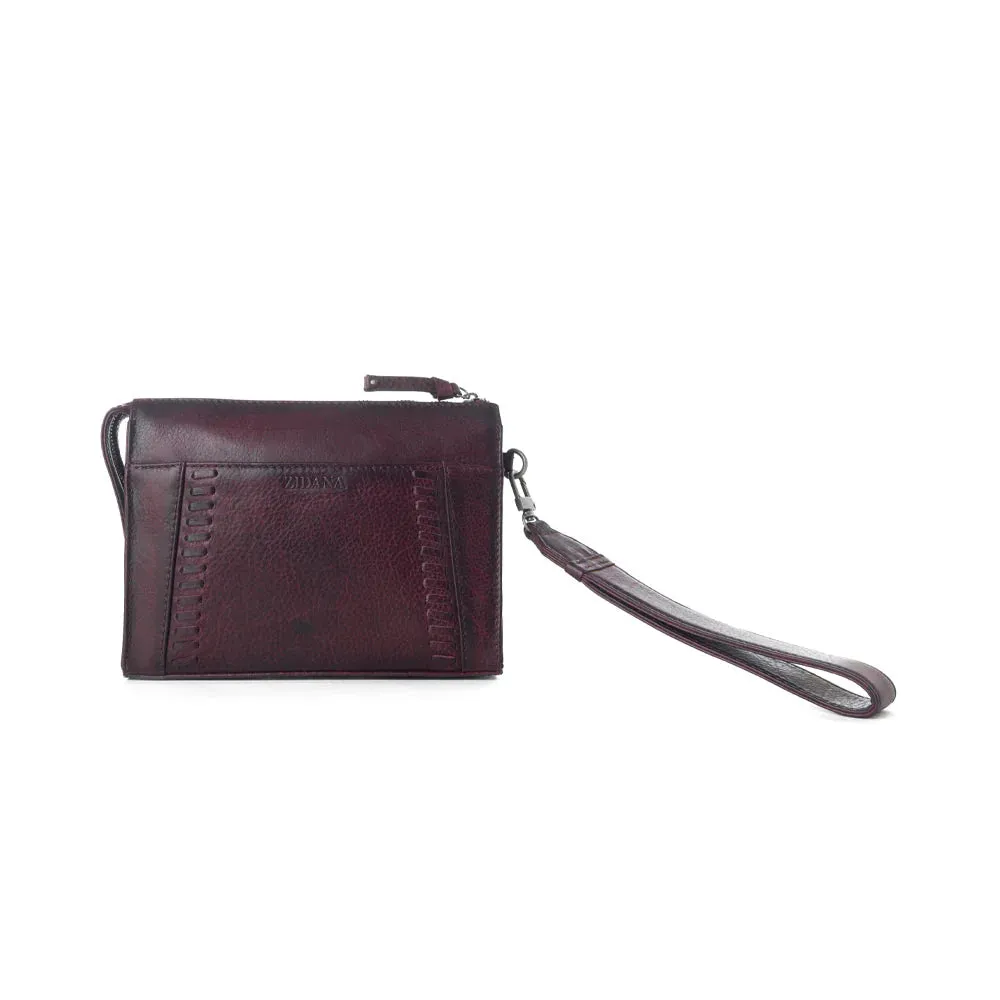 Zidana Bandera Ridge Vegetable-Tanned Leather Wristlet - Dusty Rose sold by Sunbeam product image thumbnail 3
