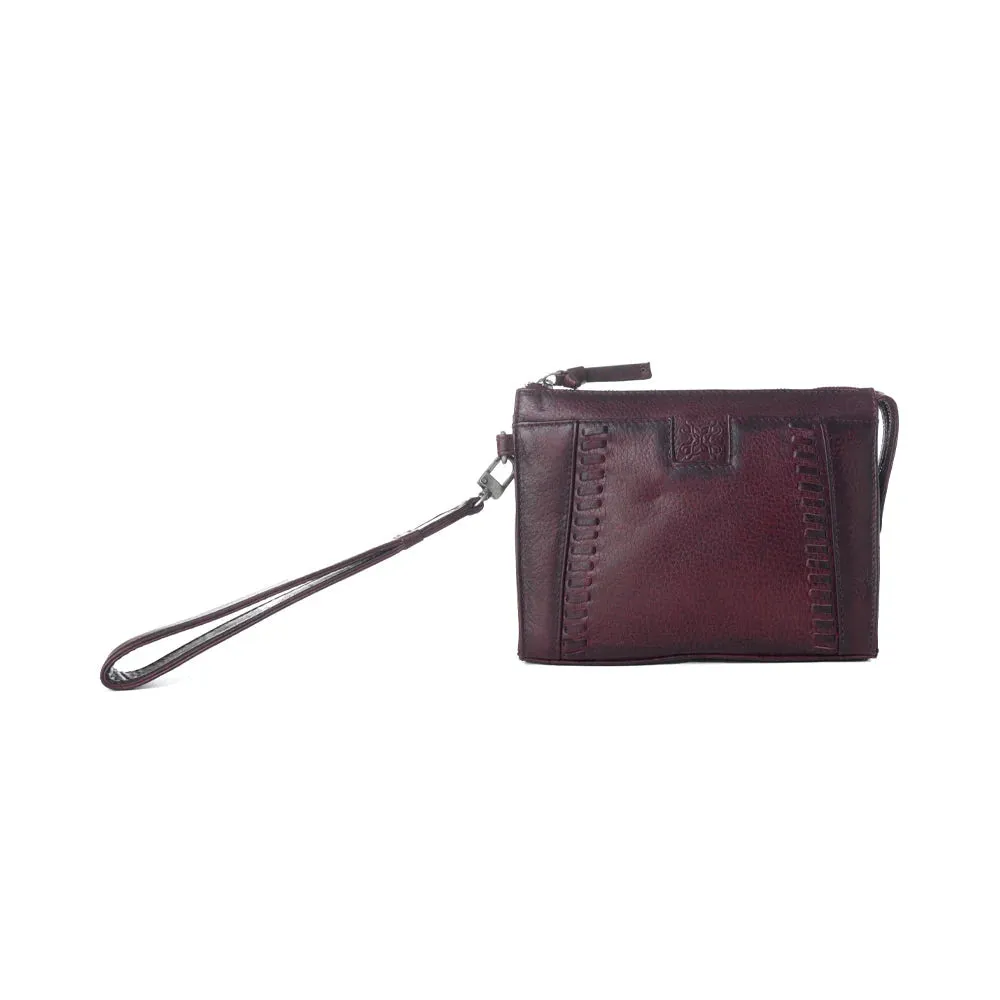 Zidana Bandera Ridge Vegetable-Tanned Leather Wristlet - Dusty Rose sold by Sunbeam