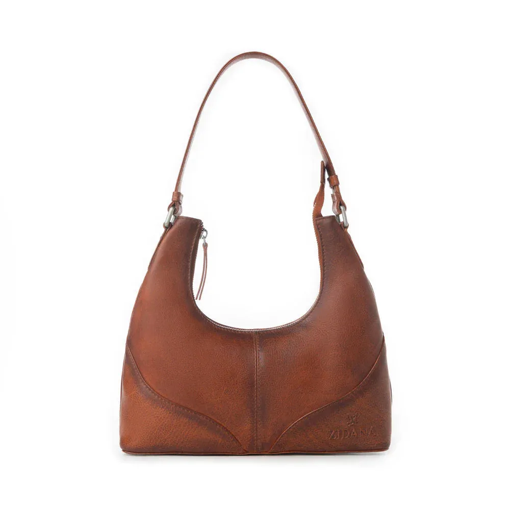 Zidana Winchester Loop Vegetable Tanned Leather Shoulder Bag - Maple Glaze sold by Sunbeam