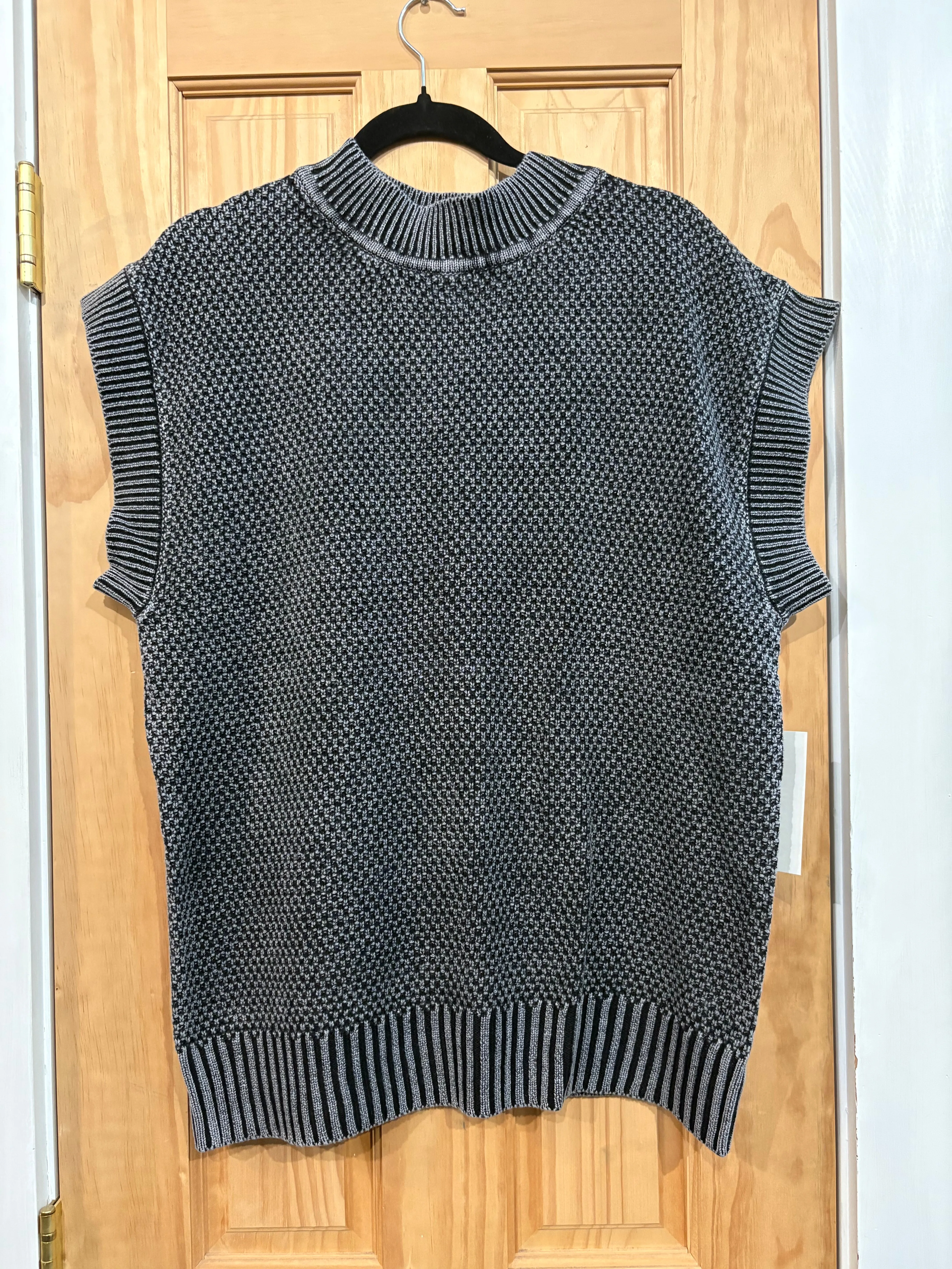 Cap Sleeve Round Neck Mineral Wash Sweater sold by Sunbeam