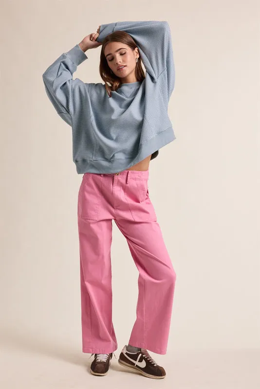 Striped Drop Shoulder Sweatshirt - Dark Blue/Ivory sold by Sunbeam product image thumbnail 2