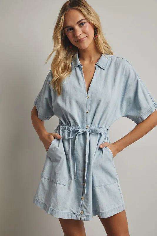 Collared Denim Mini Dress sold by Sunbeam