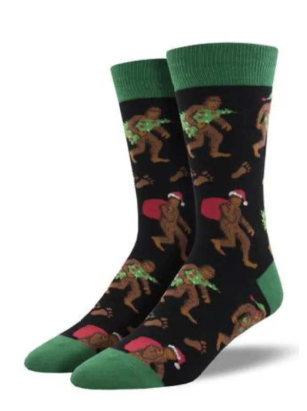 Men's Bigfoot Christmas - Black made by Socksmith