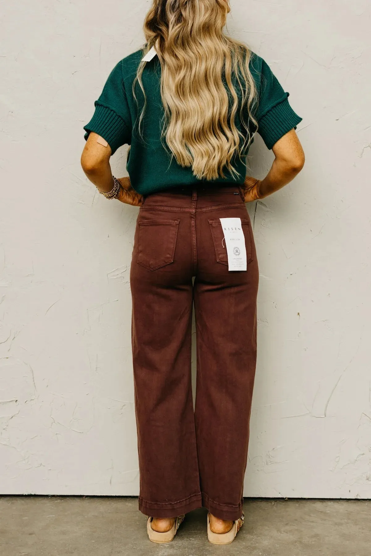 High Rise-Crop Wide Pants- Choco Brown sold by Sunbeam product image thumbnail 2