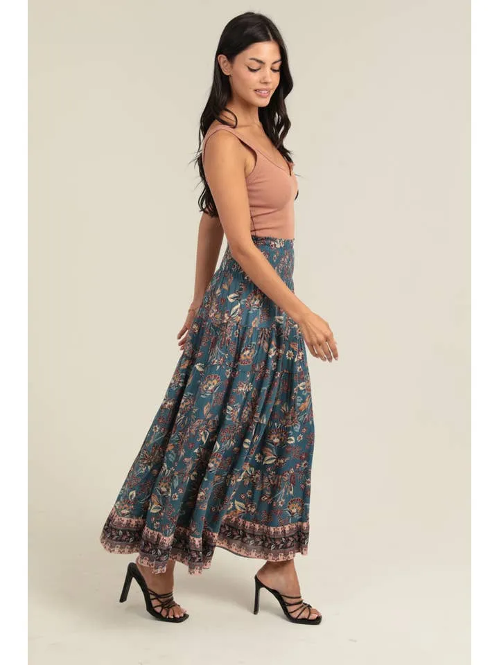 Smocked Waistband A Line Maxi Skirt with Side Slit sold by Sunbeam product image thumbnail 3