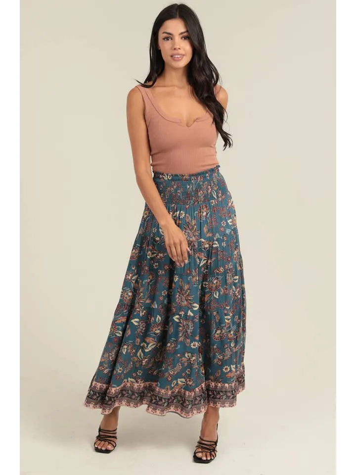 Smocked Waistband A Line Maxi Skirt with Side Slit sold by Sunbeam product image thumbnail 2