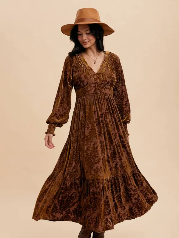 Velvet Burnout Maxi Dress made by Inloom