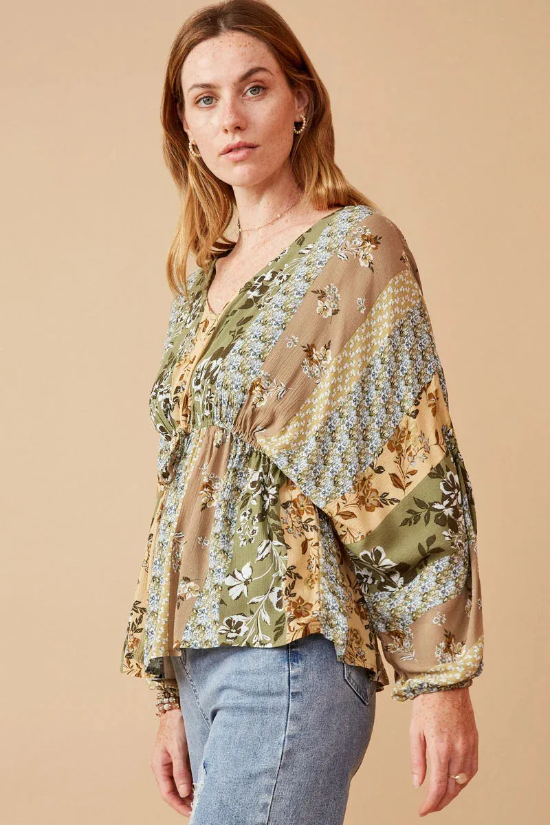 Mixed Print Block Dolman Peplum Top sold by Sunbeam product image thumbnail 3