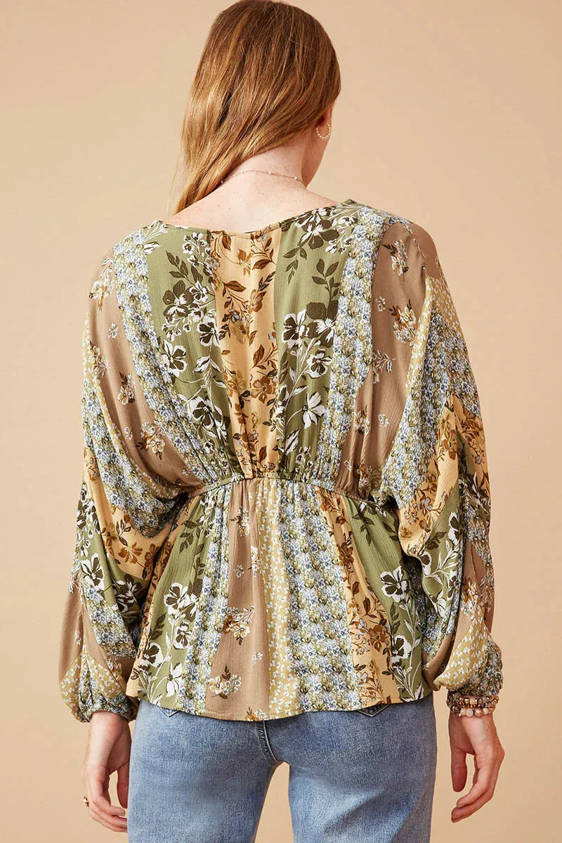 Mixed Print Block Dolman Peplum Top sold by Sunbeam product image thumbnail 4