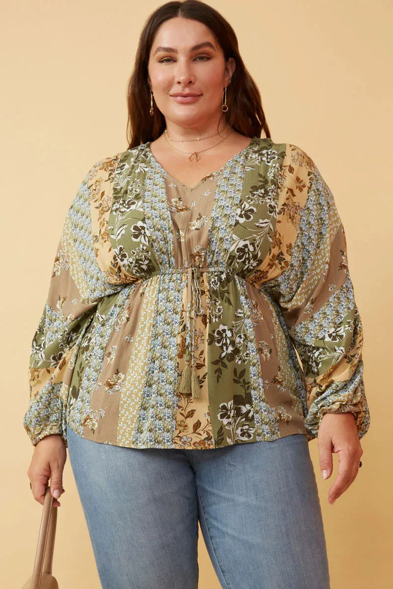 Mixed Print Block Dolman Peplum Top sold by Sunbeam product image thumbnail 2