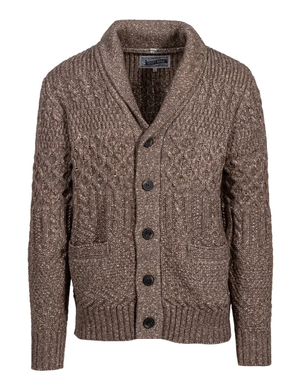 Men's Wool Blend Basketweave Cardigan - Khaki made by Schott NYC