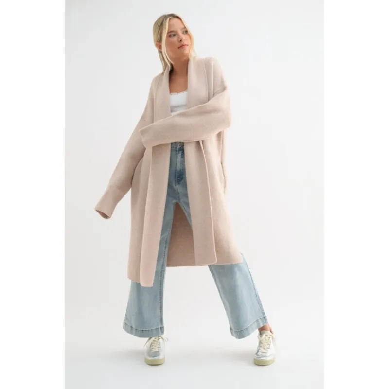 Melange Sweater Coat - Taupe made by Wishlist