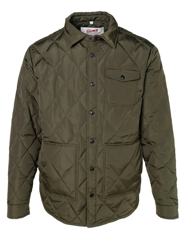 Down-filled Quilted Shirt Jacket - Olive made by Schott NYC