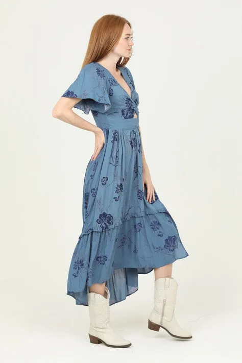 V Neck Twist Front Maxi Dress with Cut Out and Slit- Midnight sold by Sunbeam product image thumbnail 3