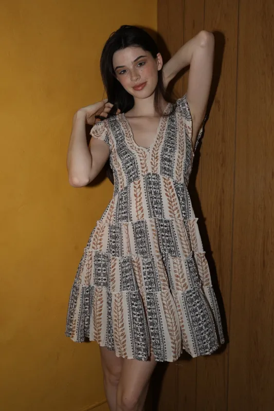 Deep V-Neck Cap Sleeve Short Dress made by Angie