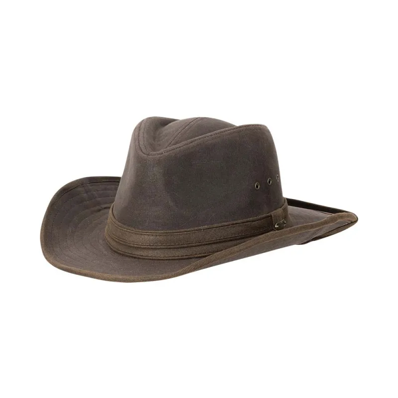 Cotton Outback Hat with Chin Strap Brown made by Stetson