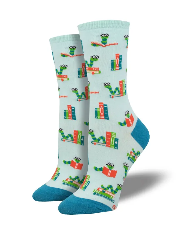 Women's Bookworm Socks - Blue sold by Sunbeam