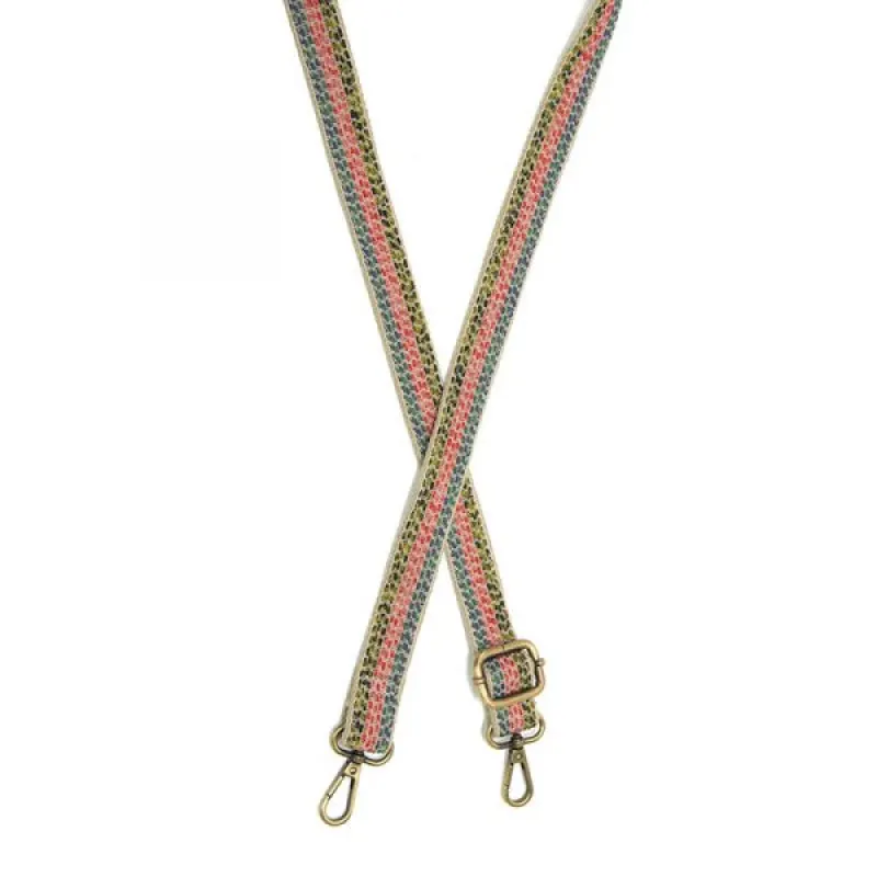 1" Ivory Multi Striped Emb Guitar Strap sold by Sunbeam