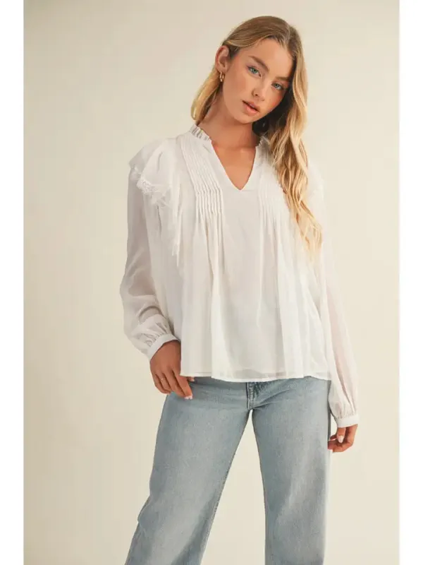 Ruffle Long Sleeve Top made by Mustard Seed