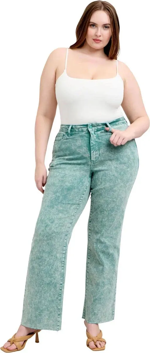 Judy Blue - High Waisted Garment Dyed Raw Hem Dad Jean sold by Sunbeam