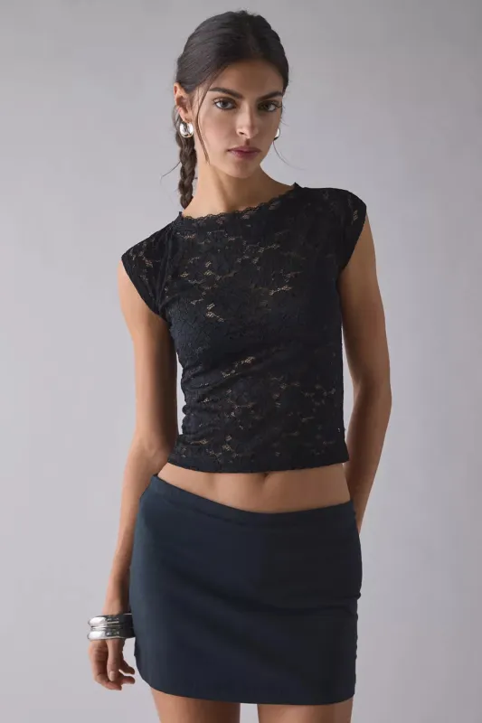 Lace Cap Sleeve Knit T-Shirt made by Sunbeam