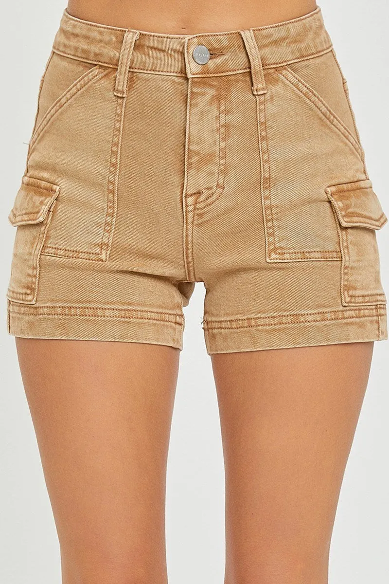 High Rise Side Cargo Pocket Shorts - Cocoa sold by Sunbeam product image thumbnail 2