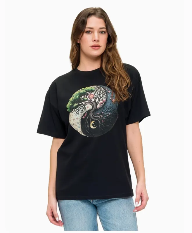 Boho T-Shirt Yin Yang Tree of Life Print made by Sunbeam
