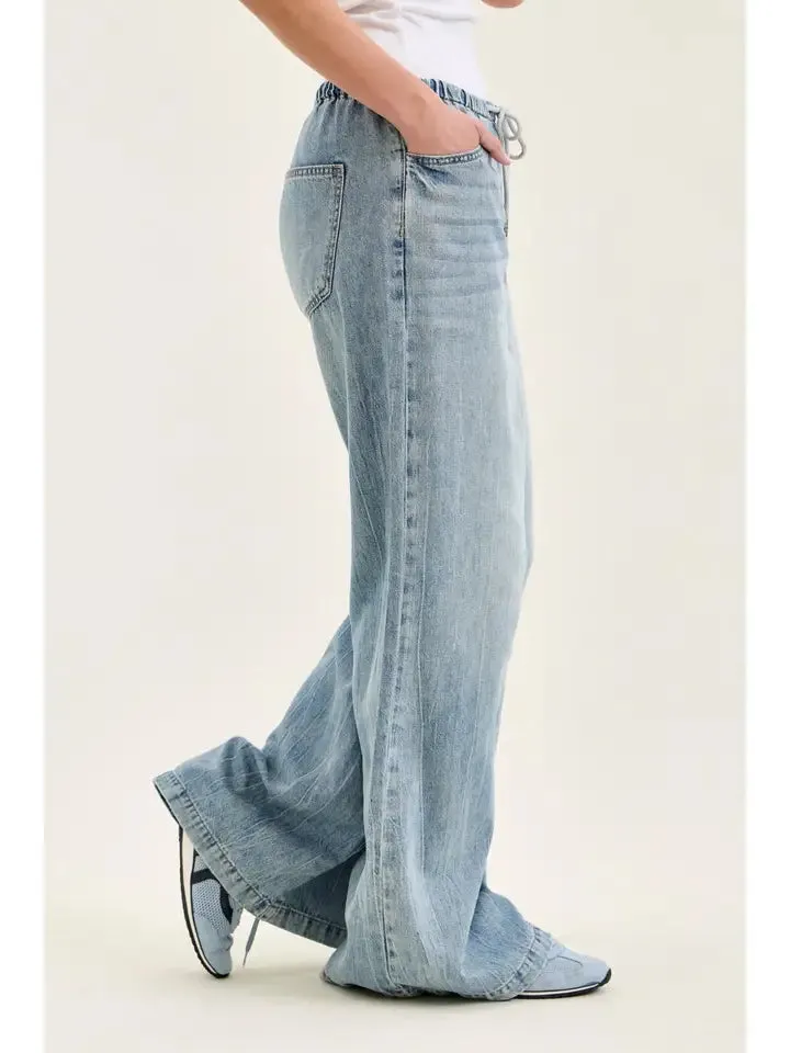 Judy Blue High Waisted Palazzo Featherweight Jeans with Drawcord sold by Sunbeam product image thumbnail 3