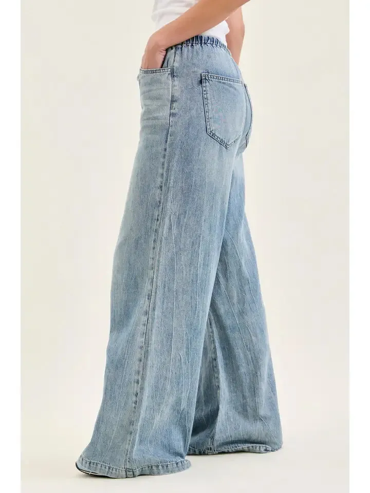 Judy Blue High Waisted Palazzo Featherweight Jeans with Drawcord sold by Sunbeam product image thumbnail 4
