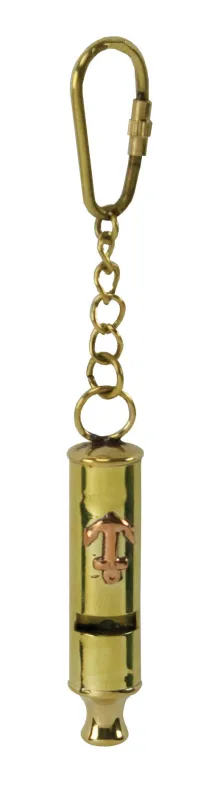 Brass Whistle Keychain with Anchor made by Sunbeam