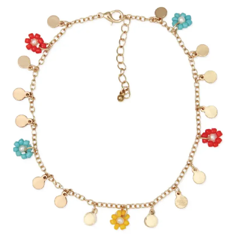 Floral Charm Gold Flower Anklet made by ZAD