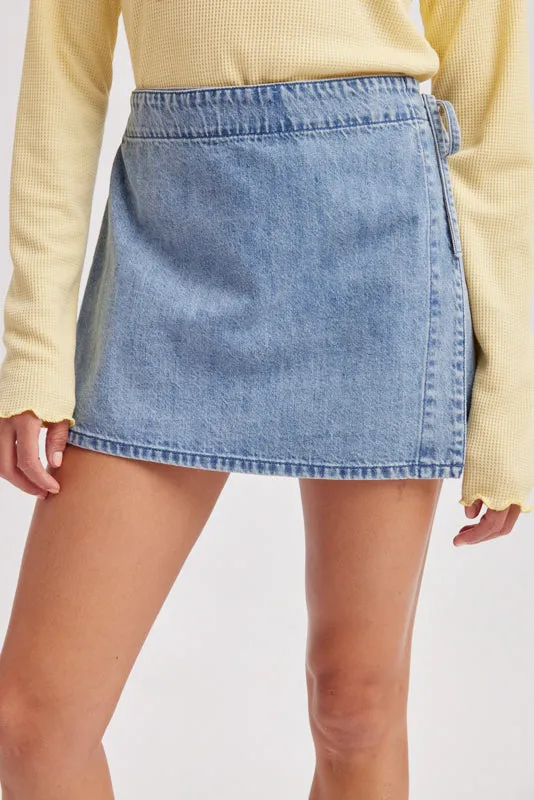 Denim Side Tie Wrap Skort made by Wishlist