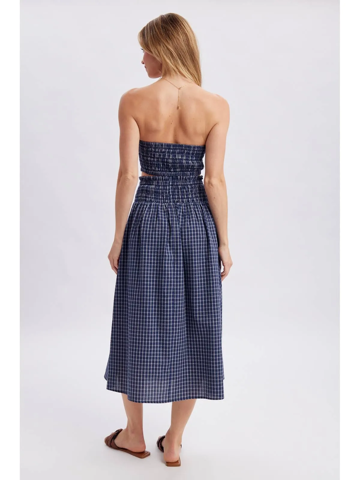 Plaid Tube Top and Skirt Set- Navy/White sold by Sunbeam product image thumbnail 2