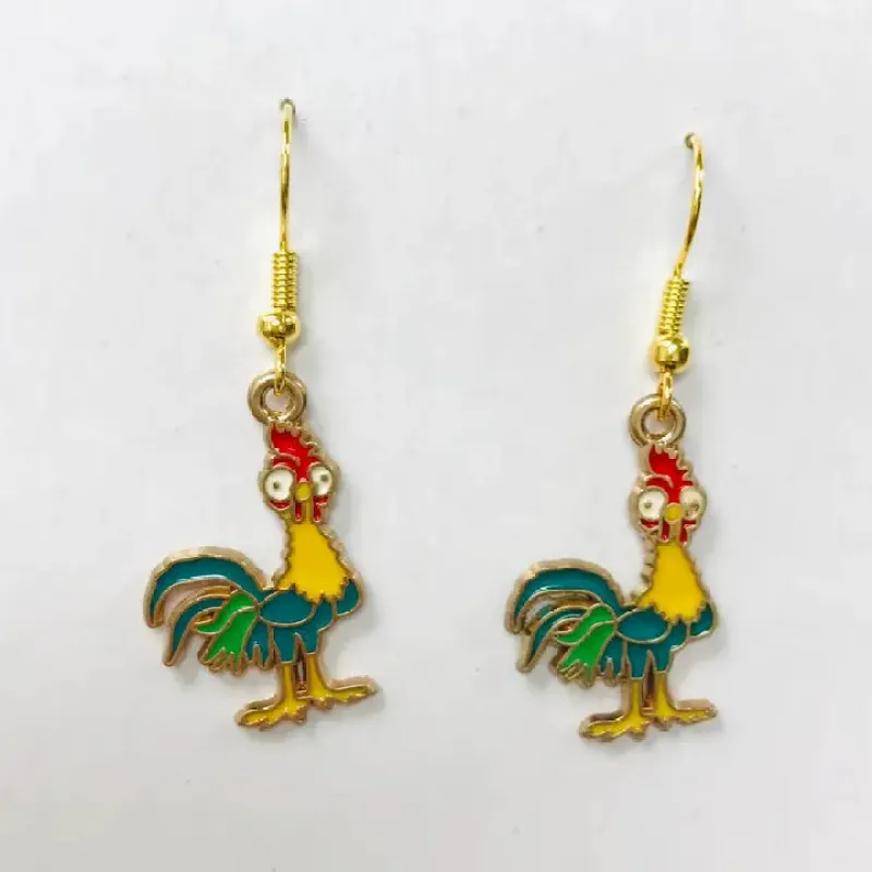Big Eye Rooster Earrings made by Sunbeam
