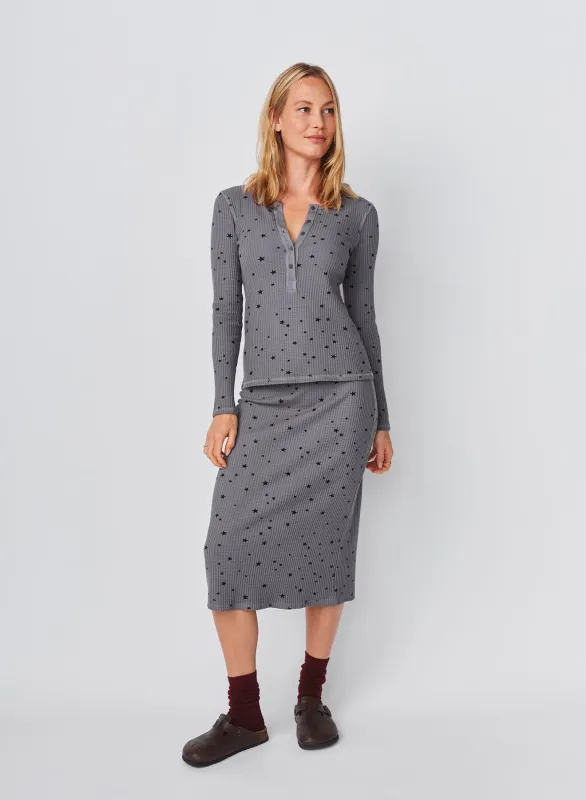 Sundry Stars Long Sleeve Henley in Steel sold by Sundry