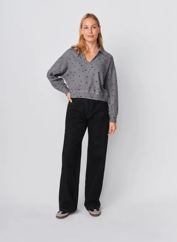 Sundry Stars Popover Polo in Steel made by Sundry