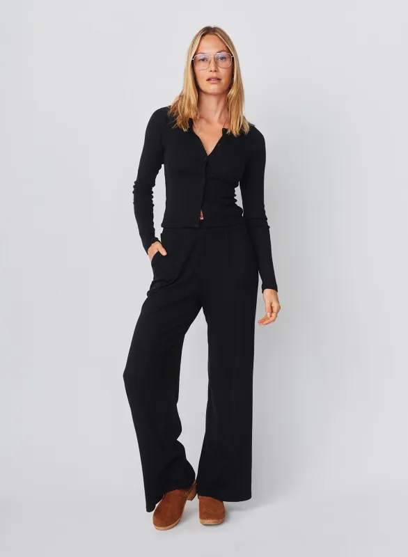 Sundry Long Sleeve Button Down Top in Deep Navy sold by Sundry