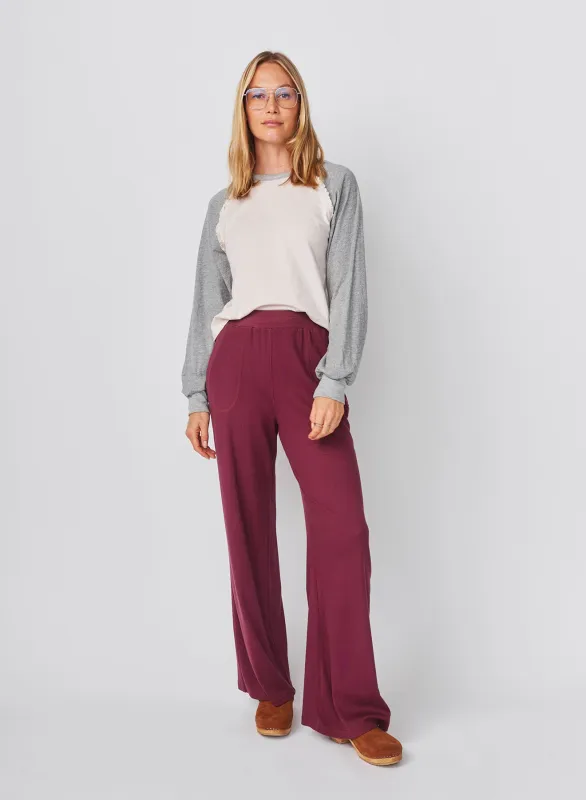 Sundry Lounge Flare Pant in Mulled Wine sold by Sundry