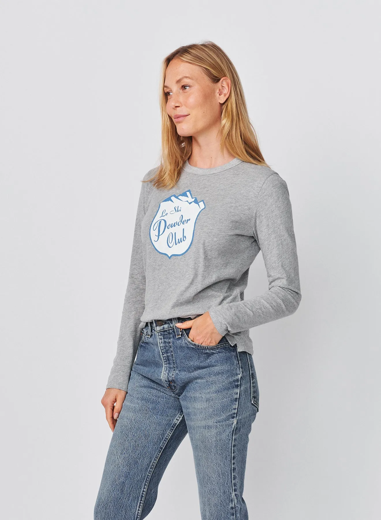 Sundry Le Ski Powder Slub Long Sleeve Crew in Heather Grey sold by Sundry product image thumbnail 4