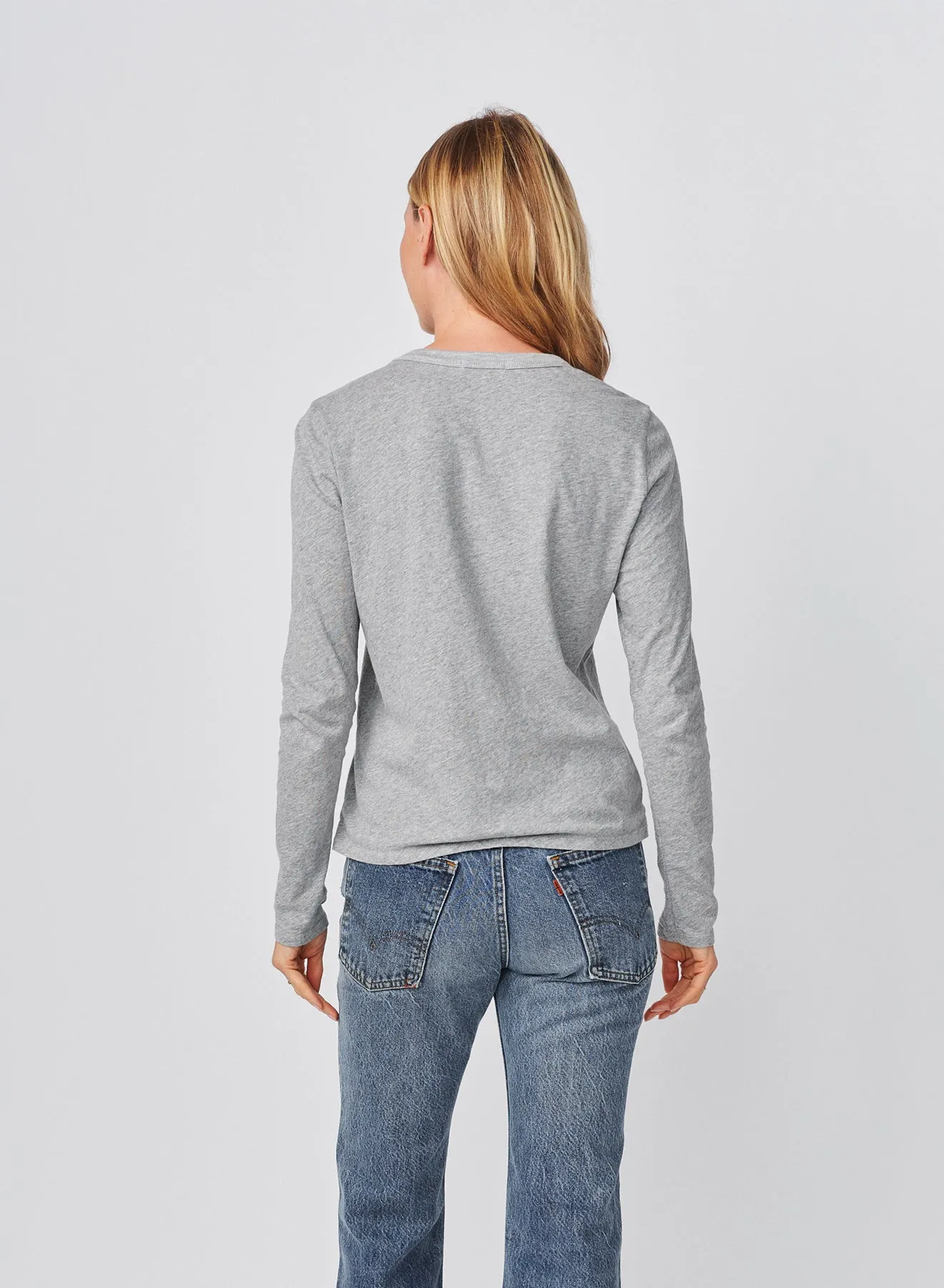 Sundry Le Ski Powder Slub Long Sleeve Crew in Heather Grey sold by Sundry product image thumbnail 5