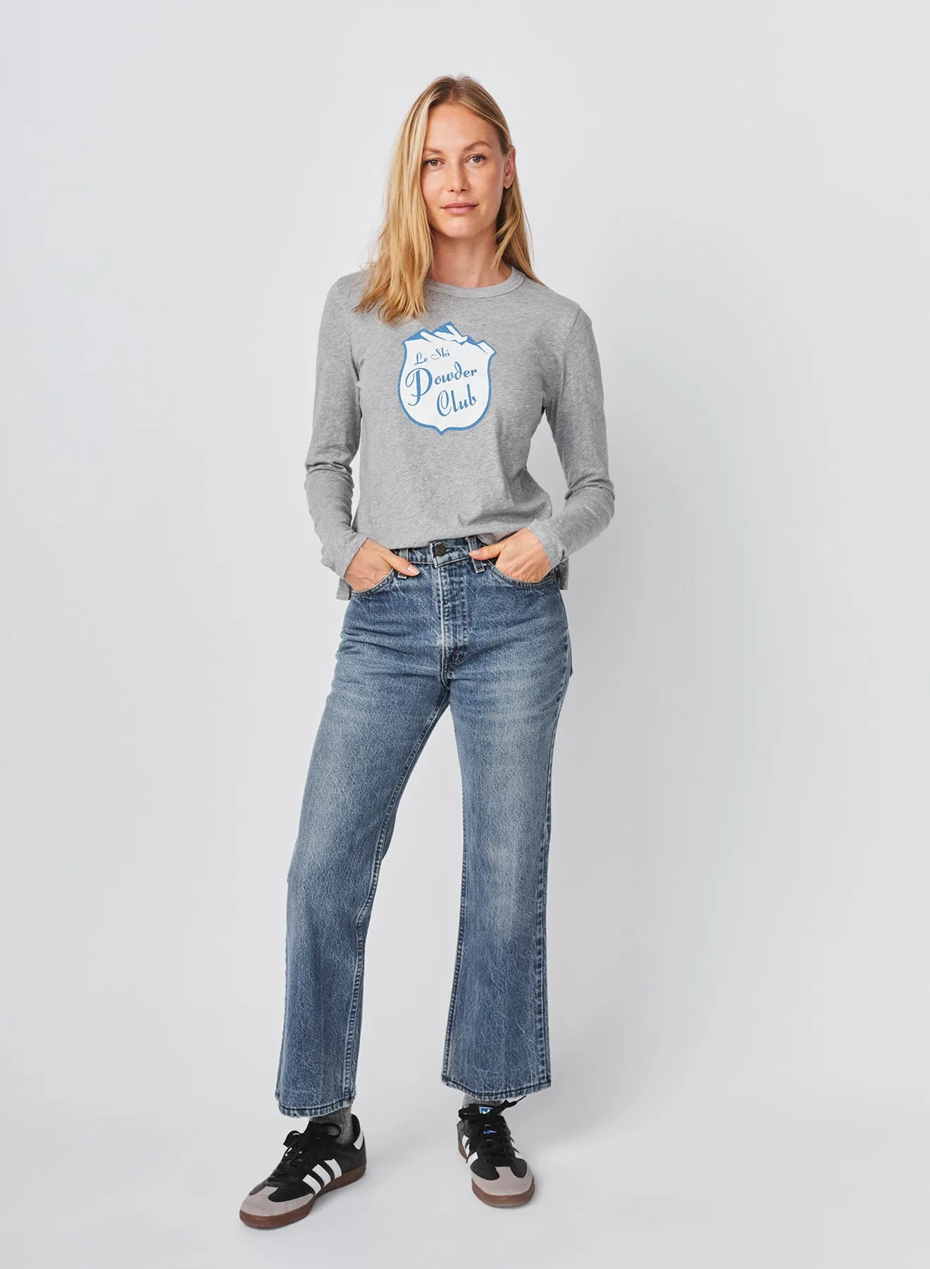 Sundry Le Ski Powder Slub Long Sleeve Crew in Heather Grey sold by Sundry product image thumbnail 3