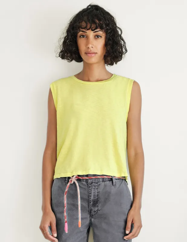 Sundry Muscle Tank in Citron sold by Sundry