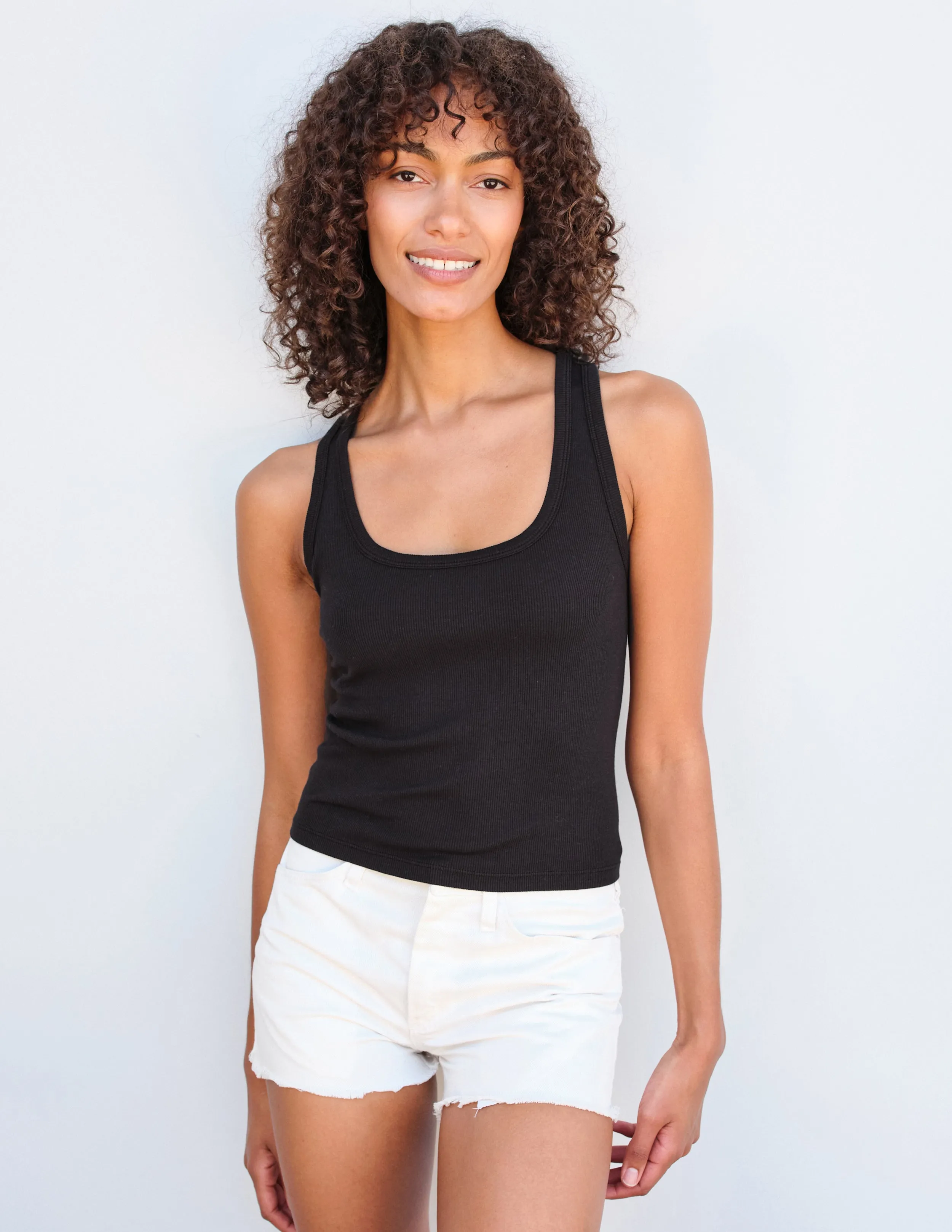 Sundry Scoop Neck Crop Tank in Black sold by Sundry product image thumbnail 2