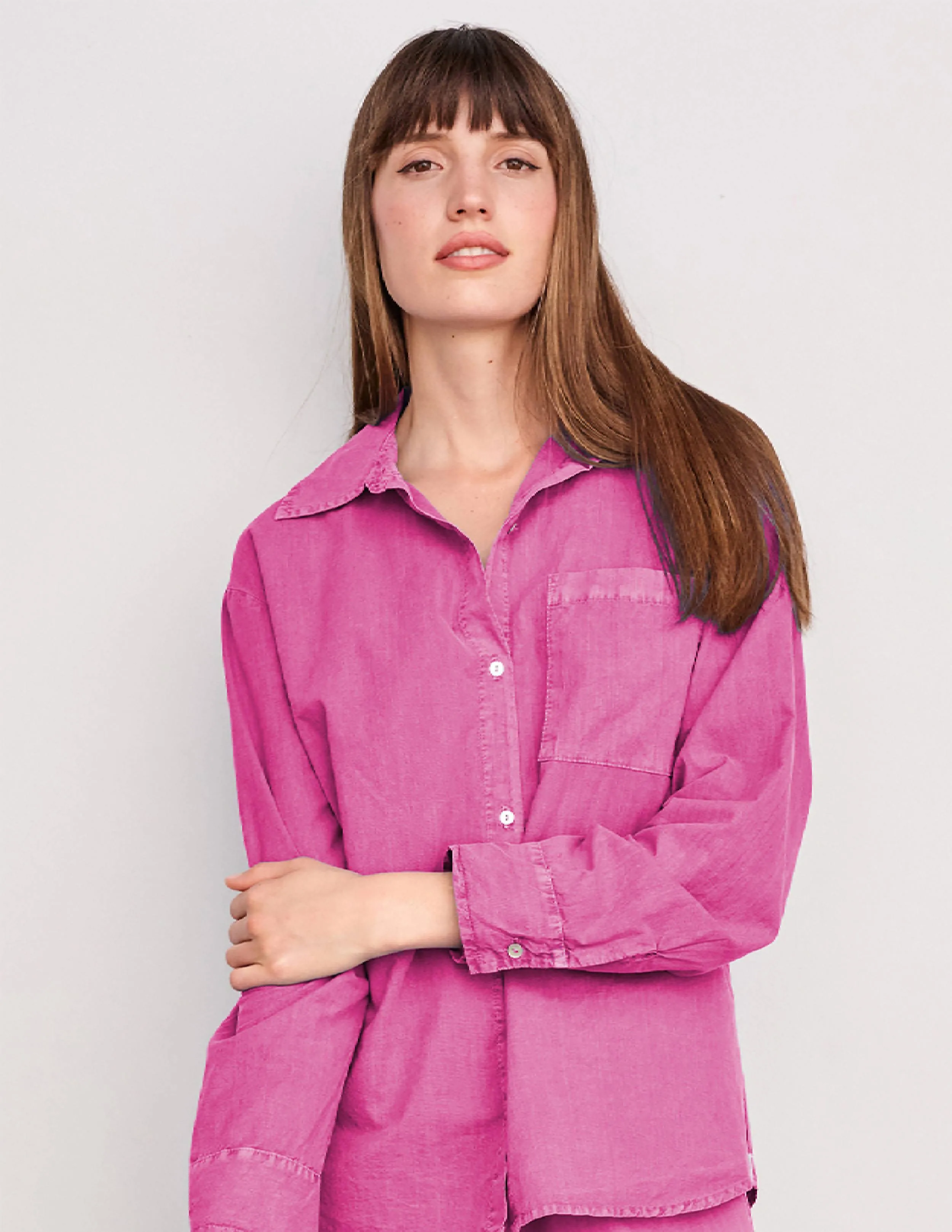 Sundry Voile Button Down in Pigment Magenta sold by Sundry product image thumbnail 4