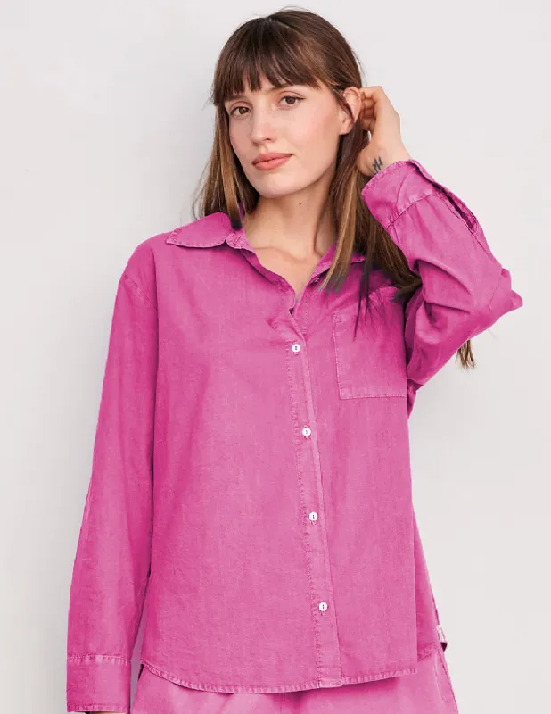 Sundry Voile Button Down in Pigment Magenta sold by Sundry