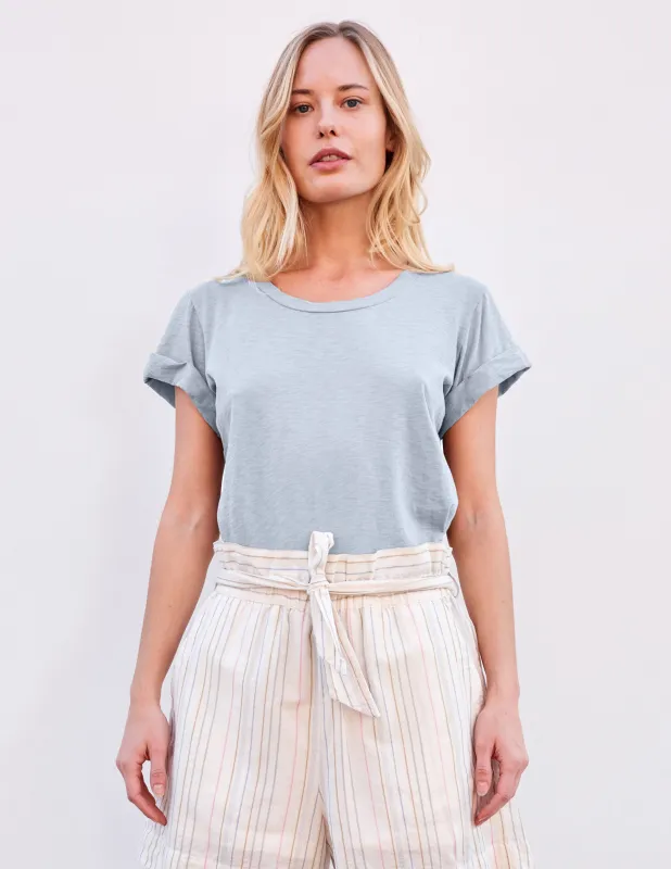 Sundry Rolled Sleeve Tee in Blue Wash sold by Sundry